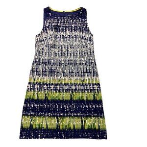 Vince Camuto Sleeveless Sheath Dress Blue Green Grey Size 10
